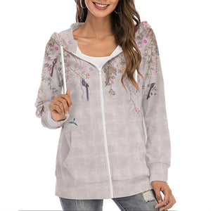 Women's Printed Hoodie Zipper Commuter Gradient Coat