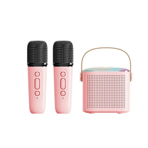 Microphone Karaoke Machine Bluetooth-compatible Speaker With 2 Wireless Mic RGB Light Home Family Singing Speaker