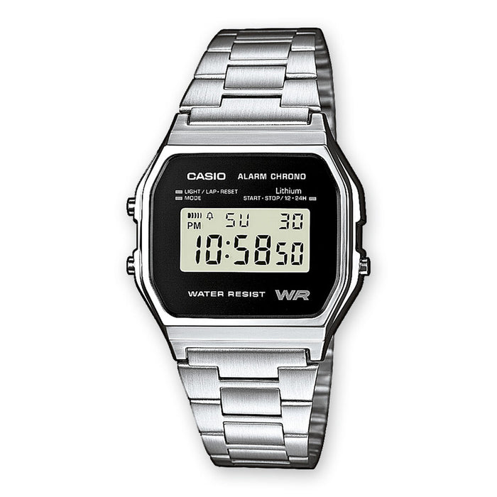 Zegarek Męski Casio A158WEA-1EF Czarny Szary Srebrzysty