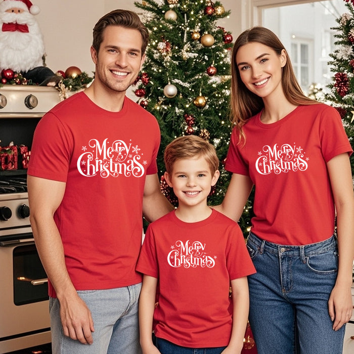 Cotton Red Printed T-shirt Christmas Top