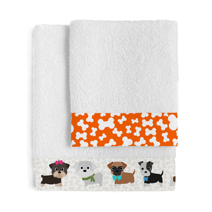 Ensemble de serviettes de toilette HappyFriday Mr Fox Dogs Multicouleur 2 Pièces