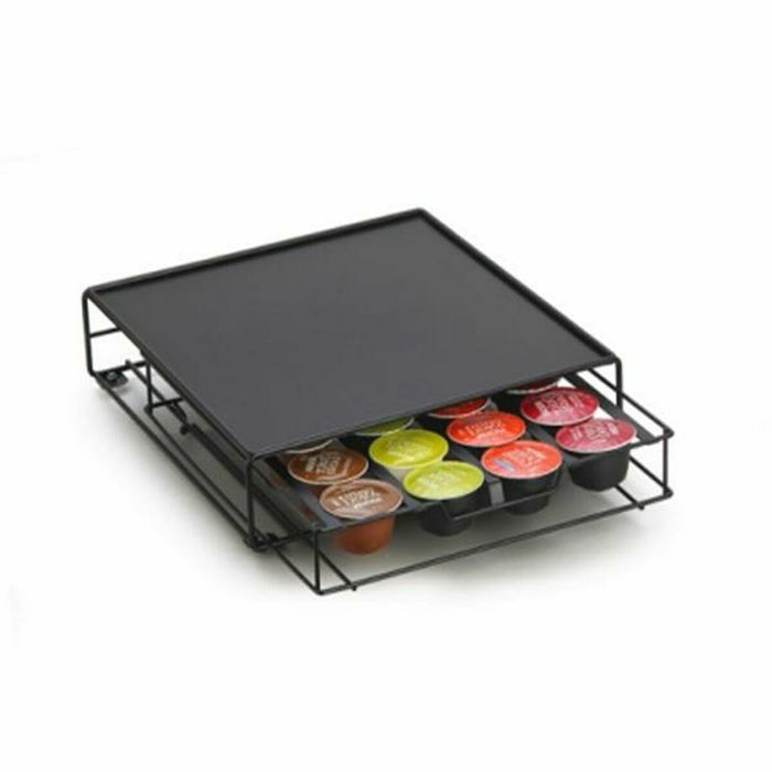 Organizer na kapsułki kawy DKD Home Decor 28,7 x 32 x 7 cm Czarny Metal