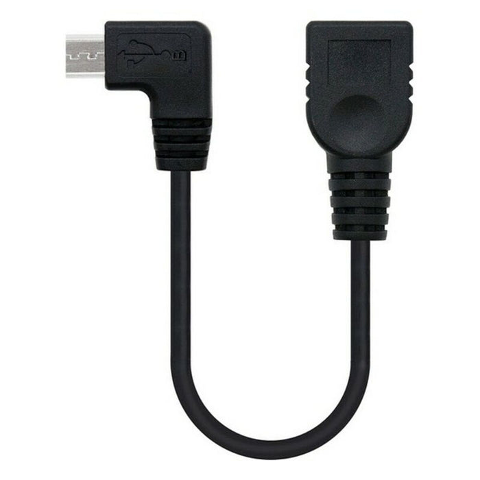 Kabel USB 2.0 A na USB B NANOCABLE CABLE USB 2.0 OTG ACODADO, TIPO MICRO B/M-A/H, NEGRO, 15 CM 15 cm Czarny Kontakt Męski/Kontak