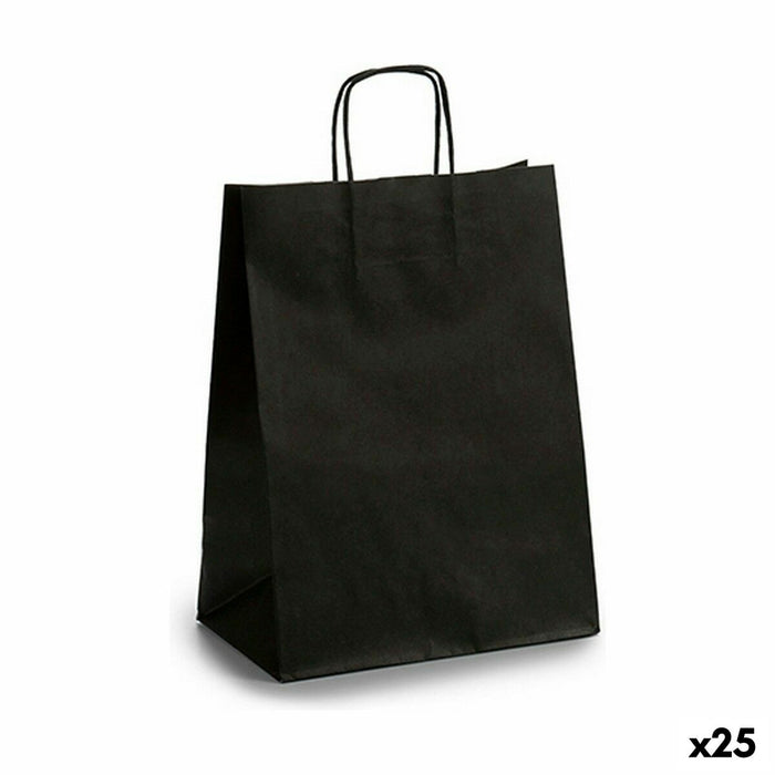 Sac en papier 24 x 12 x 40 cm Noir (25 Unités)