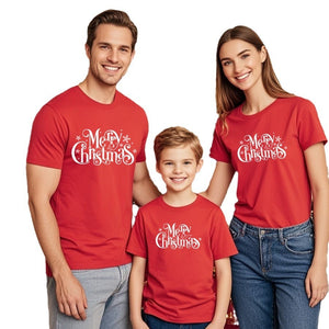 Cotton Red Printed T-shirt Christmas Top