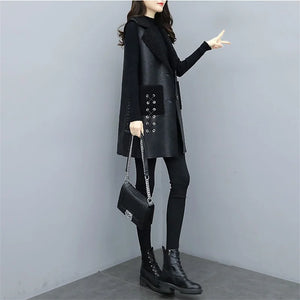 2024 Winter New Women Fur Vest Fat Sister Loose Female Clothing Vintage Velvet Thick Coat Warm Mid-length Waistcoat WommenA856