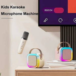 K12 Karaoke Bluetooth  Machine Portable 5.3 Pa Speaker System With 1-2 Wireless Microphones Home Family Singing Children's Gifts