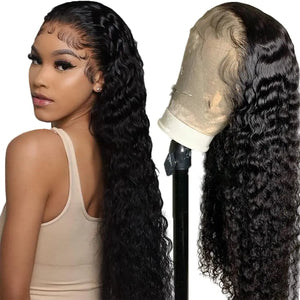 30Inch 4x4 Deep Curly Lace Closure Wig Hd Transparent Deep Wave Wig Curly Brazilian Human Hair Wigs For Women Remy 150% 180%