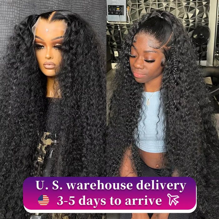 250 Density 13X6 HD Transparent Deep Water Wave Curly Human Hair Lace Frontal Wig 30 34 Inch 13X4 Lace Front Human Hair Wigs