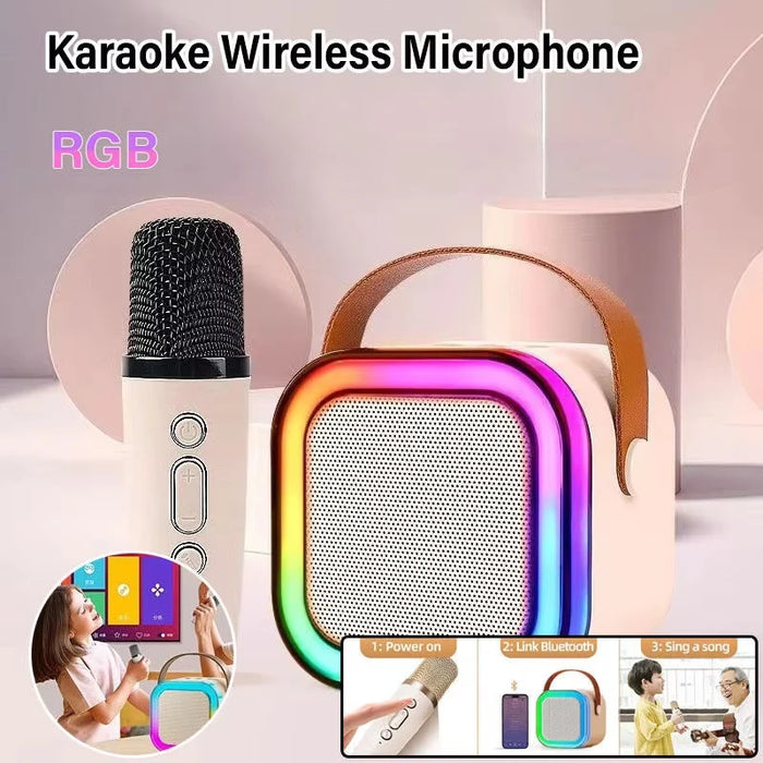 K12 Bluetooth Karaoke Machine Portable 5.3 PA Speaker System with 1-2 Wireless Microphones Home Family Singing Children's Gifts