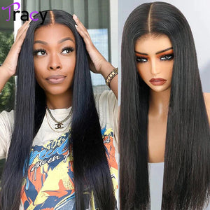 30‘’ Long Straight human hair lace frontal wig hd lace wig 13x6 human hair PrePlucked lace frontal wigs Tracy Hair ready to wear