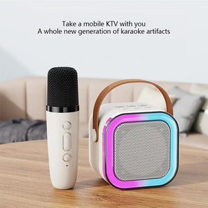 Bluetooth K12 Karaoke Machine Portable 5.3 PA Speaker System with 1-2 Wireless Microphones Home Family Singing Children's Gifts