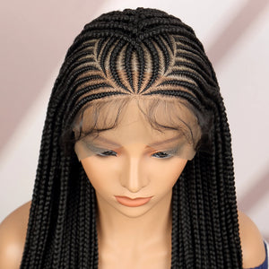 Synthetic Cornrow Braided Wigs Synthetic Full Lace Box Braided Wigs for Black Women American Women Daily Use Braided Wigs