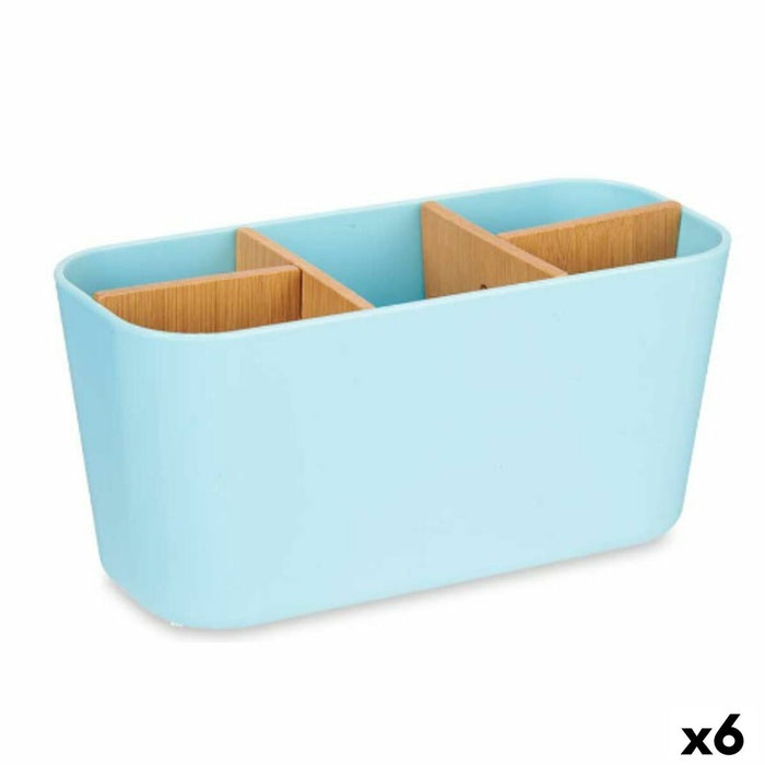 Support pour brosses à dents Bleu Bambou polypropylène 21 x 10 x 9 cm (6 Unités)