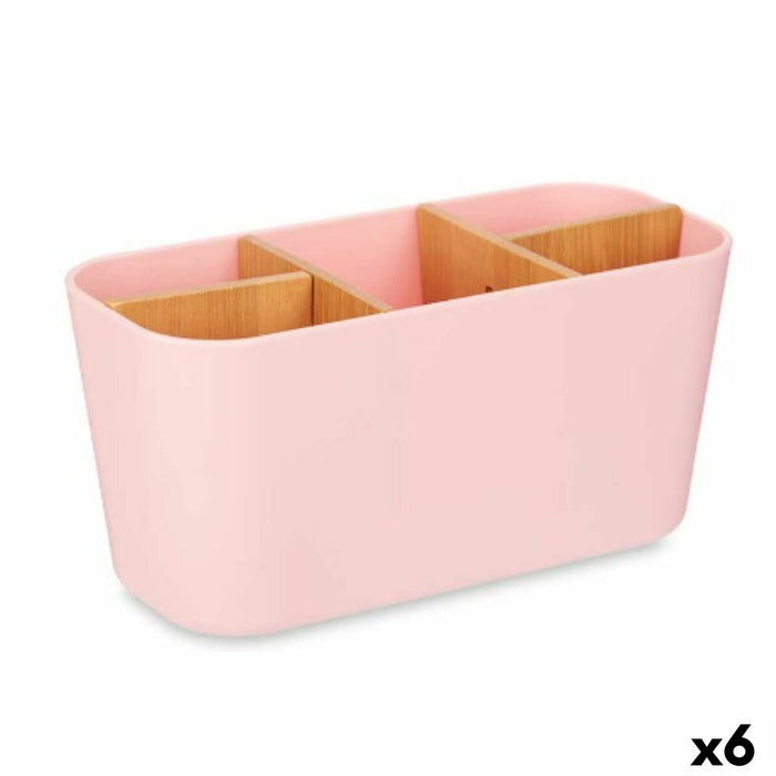 Support pour brosses à dents Rose Bambou polypropylène 21 x 10 x 9 cm (6 Unités)