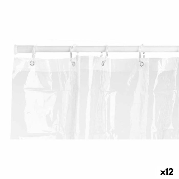 Shower Curtain 180 x 180 cm Plastic PEVA Transparent (12 Units)