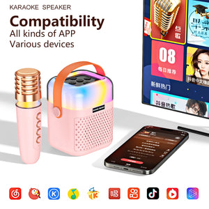 Bluetooth K12 Karaoke Machine Portable 5.3 PA Speaker System with 1-2 Wireless Microphones Home Family Singing Children's Gifts