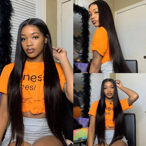 30‘’ Long Straight human hair lace frontal wig hd lace wig 13x6 human hair PrePlucked lace frontal wigs Tracy Hair ready to wear