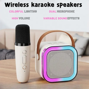 Bluetooth K12 Karaoke Machine Portable 5.3 PA Speaker System with 1-2 Wireless Microphones Home Family Singing Children's Gifts