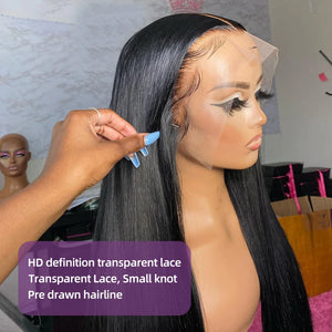 Straight Hair Wigs 13x4 HD Transparent Lace Frontal Wig Brazilian Human Hair For Black Women Smooth Wigs Pre Plucked Front Wigs