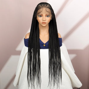 Synthetic Cornrow Braided Wigs Synthetic Full Lace Box Braided Wigs for Black Women American Women Daily Use Braided Wigs