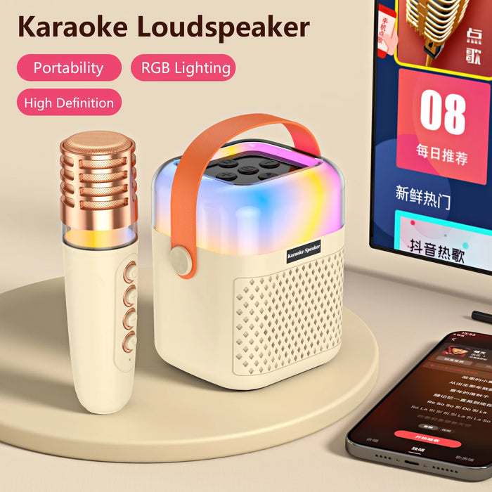 Bluetooth K12 Karaoke Machine Portable 5.3 PA Speaker System with 1-2 Wireless Microphones Home Family Singing Children's Gifts