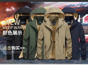 Mens Hooded Windbreaker Cotton Mens Military Parkas Warm Men Parkas Windproof Fashion Jackets Jacket Winter Casual Fleece Thick