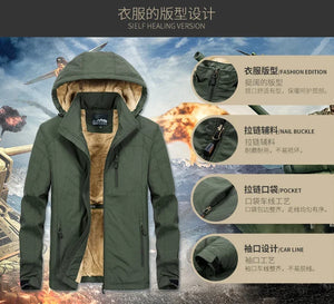 Mens Hooded Windbreaker Cotton Mens Military Parkas Warm Men Parkas Windproof Fashion Jackets Jacket Winter Casual Fleece Thick