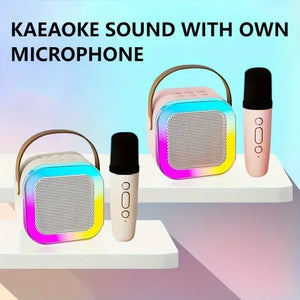 K12 Bluetooth Karaoke Machine Portable 5.3 PA Speaker System with 1-2 Wireless Microphones Home Family Singing Children's Gifts