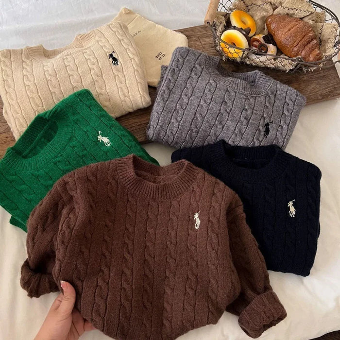 Boys Woolen Sweater Crochet Cotton Knitting 2023 Beauty Warm Thicken Spring Winter Teenagers Tops Children's Clothing