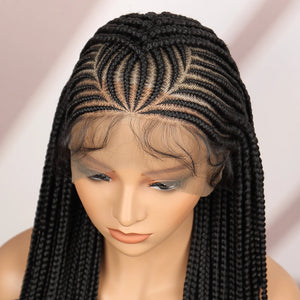 Synthetic Cornrow Braided Wigs Synthetic Full Lace Box Braided Wigs for Black Women American Women Daily Use Braided Wigs