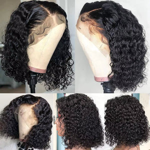 Mamushow Short Curly Bob Deep Wave Brazilian Human Hair Lace Front Wigs 13X4 Lace Frontal Wig 200% Density For Black Women