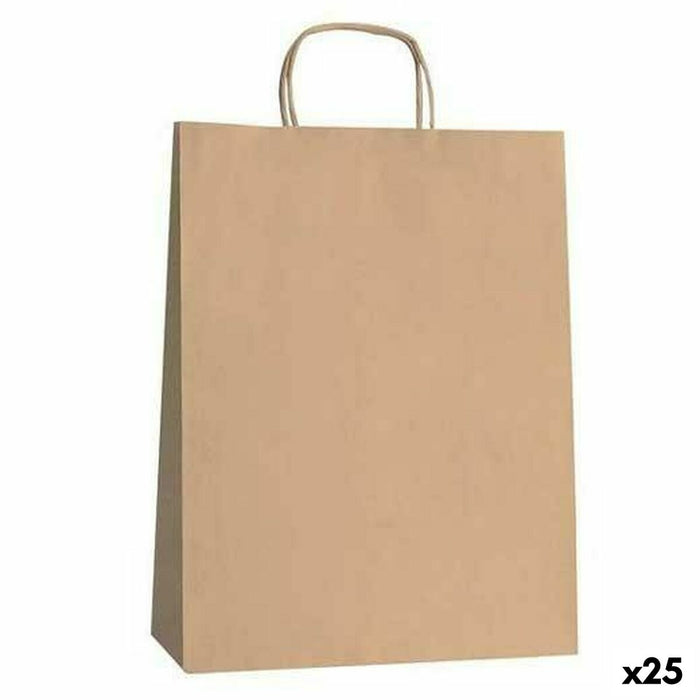 Sac en papier Fama Marron Avec des poignées 125 g/m² 26 x 10 x 35 cm (25 Unités)