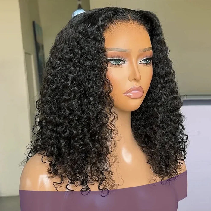 Water Wave 13x4 Bob Wigs Curly Deep Wig 100% Human Hair Wig 4x4 Lace Frontal Wigs For Women Pre Plucked 12 14 16 Inch Human Hair