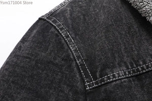 Winter Men's Jacket High-quality Lapel Lamb Hair Thickened Warm Coat Korean Fashion Casual Tight Denim Jackets 5XL Men Clothing