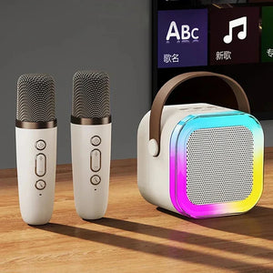 Portable K12 Karaoke Machine Bluetooth 5.3 Pa Speaker System With 1-2 Wireless Microphone Home Family Singing Children Gifts New