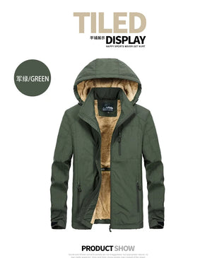 Mens Hooded Windbreaker Cotton Mens Military Parkas Warm Men Parkas Windproof Fashion Jackets Jacket Winter Casual Fleece Thick