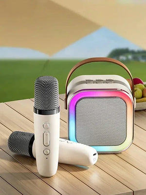 K12 Bluetooth Karaoke Machine Portable 5.3 PA Speaker System with 1 2 Wireless Microphones Home Family Singing Children's Gifts