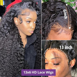 Deep Wave Frontal Wig 13x4 3x6 HD 30 34 Inch Curly Lace Front Human Hair Wigs For Women Brazilian Water Wave Lace Front Wig