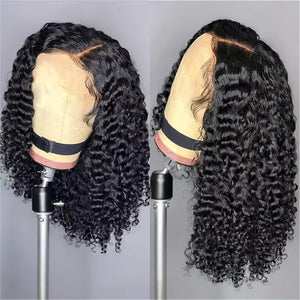 Mamushow Short Curly Bob Deep Wave Brazilian Human Hair Lace Front Wigs 13X4 Lace Frontal Wig 200% Density For Black Women