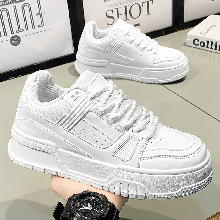 Fashion Versatile White Men Sport Shoes Platform Thick Sole Casual Sneakers  Breathable Lightweight Running Shoes Tennis Shoes