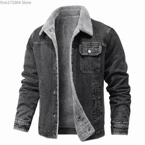 Winter Men's Jacket High-quality Lapel Lamb Hair Thickened Warm Coat Korean Fashion Casual Tight Denim Jackets 5XL Men Clothing