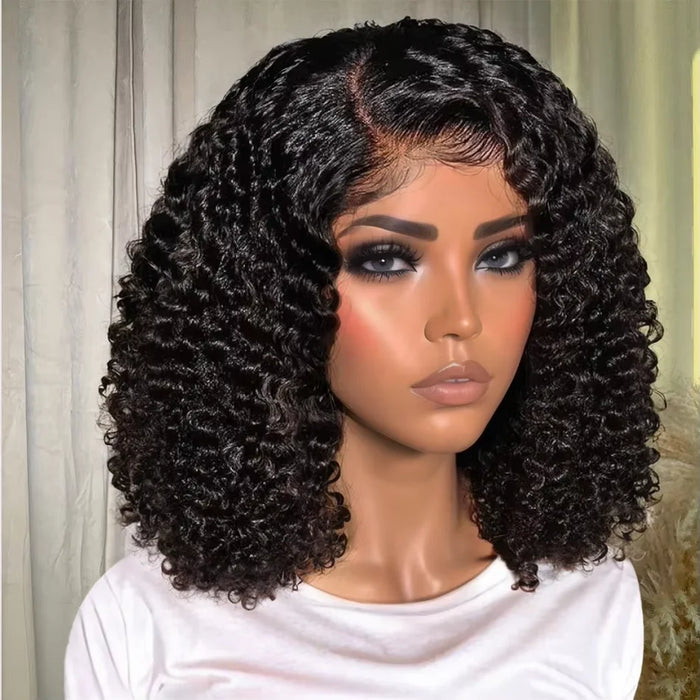 Mamushow Short Curly Bob Deep Wave Brazilian Human Hair Lace Front Wigs 13X4 Lace Frontal Wig 200% Density For Black Women