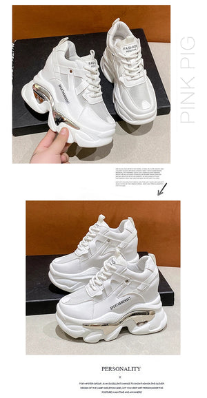 2023 Women Chunky Sneakers Platform Ulzzang Sports Shoes Summer Thick Bottom Breathable Mesh Casual Shoes 11CM High Heels Woman