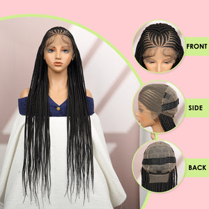 Synthetic Cornrow Braided Wigs Synthetic Full Lace Box Braided Wigs for Black Women American Women Daily Use Braided Wigs