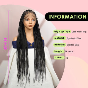 Synthetic Cornrow Braided Wigs Synthetic Full Lace Box Braided Wigs for Black Women American Women Daily Use Braided Wigs