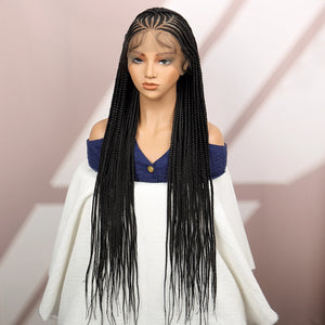 Synthetic Cornrow Braided Wigs Synthetic Full Lace Box Braided Wigs for Black Women American Women Daily Use Braided Wigs