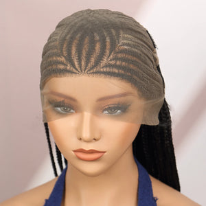 Synthetic Cornrow Braided Wigs Synthetic Full Lace Box Braided Wigs for Black Women American Women Daily Use Braided Wigs