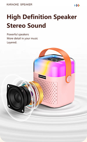 Bluetooth K12 Karaoke Machine Portable 5.3 PA Speaker System with 1-2 Wireless Microphones Home Family Singing Children's Gifts