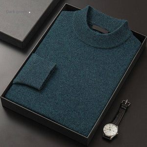 Men's New Solid Color Sweater Fashion Casual Half Turtleneck